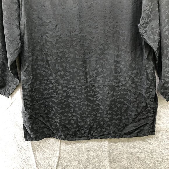 Eileen Fisher 100% Silk Top Womens S Oversized Relaxed Floral 3/4 Sleeve Tunic - Picture 4 of 9